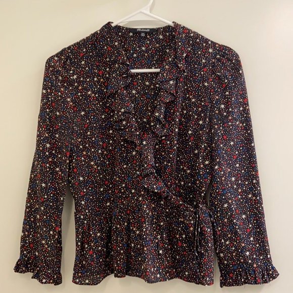 Madewell Silk Wrap Top in Starry Night (XXS) - Picture 3 of 3